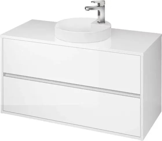 Mobilier baza cu blat inclus Cersanit Crea 2 sertare alb lucios 100 cm