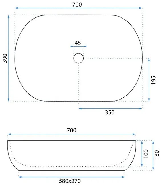 Lavoar ceramic pentru blat CLEO 71 alb - REA