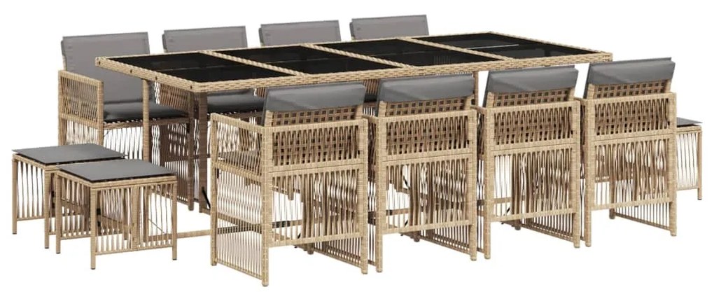 3210984 vidaXL Set mobilier grădină cu perne, 13 piese, bej combinat poliratan