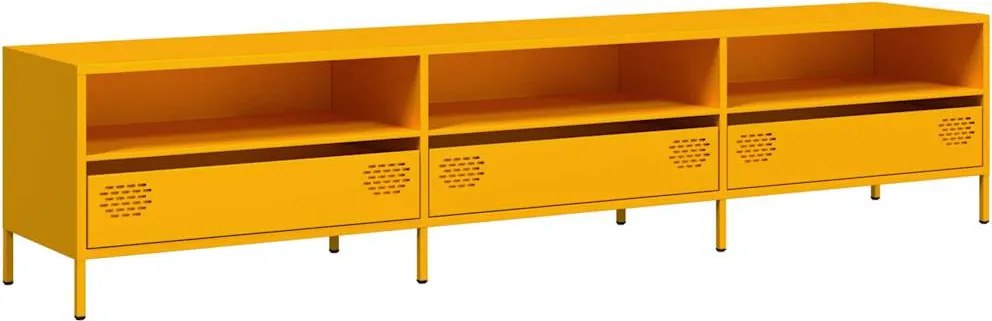 vidaXL Dulap TV, galben muștar, 202x39x43,5 cm, oțel laminat la rece