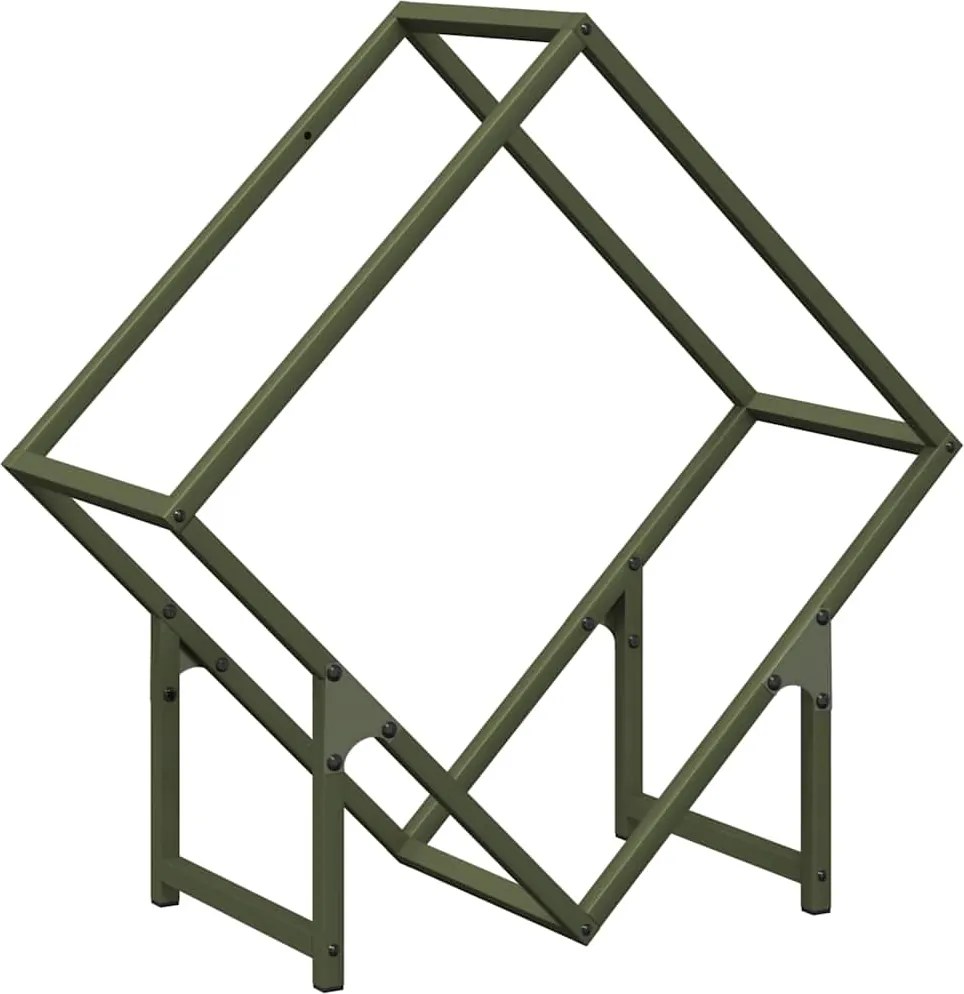vidaXL Suport pentru lemne de foc Verde măsline Oțel laminat la rece