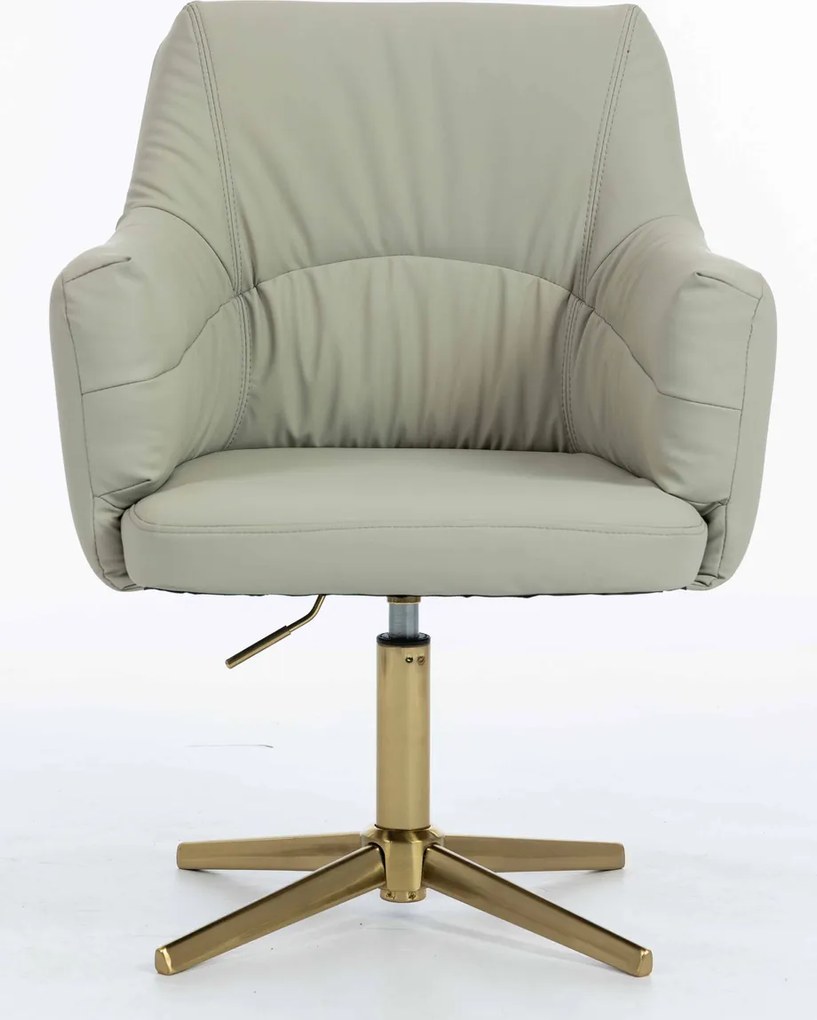 HR840CROSS Scaun Culoarea Inului Piele Ecologica Premium Soft cu Bază Aurie