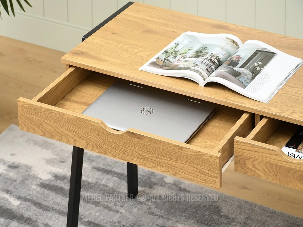 Masă PC Land (stejar + negru). Promo -21%. 1109777