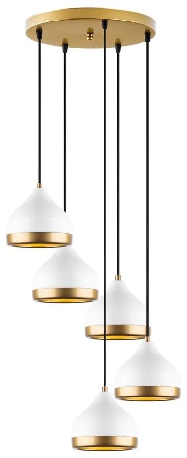 Lustră pe cablu YILDO 5xE27/40W/230V alb/auriu