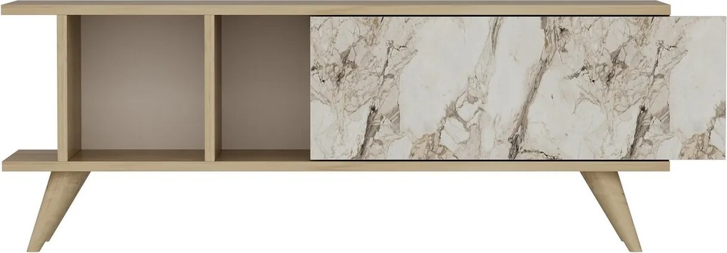 Comoda TV, Hanah Home, Liberty, 120x30x45 cm, Stejar safir / marmură