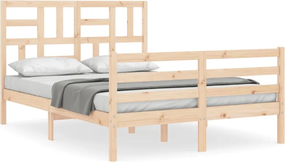 vidaXL Cadru de pat cu tăblie, 140x190 cm, lemn masiv