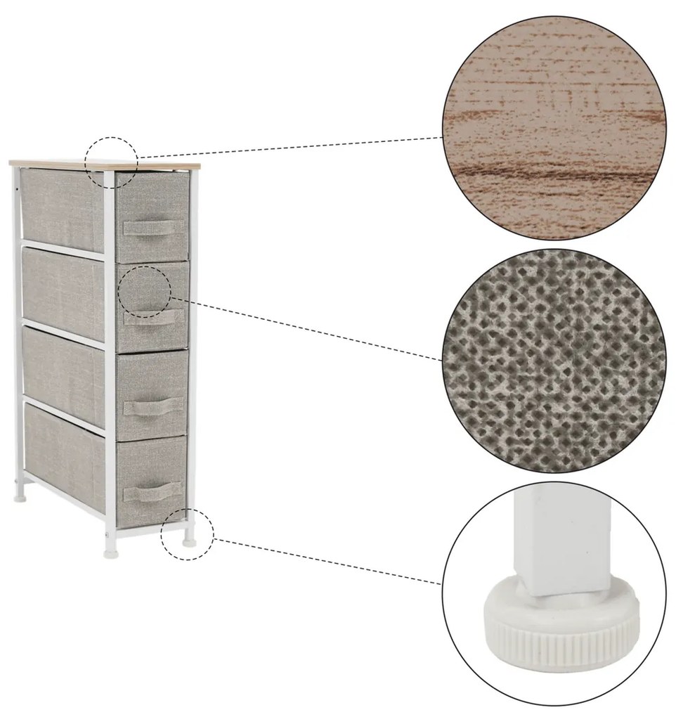 Comodă cu sertare din material textil OFELIA, albă