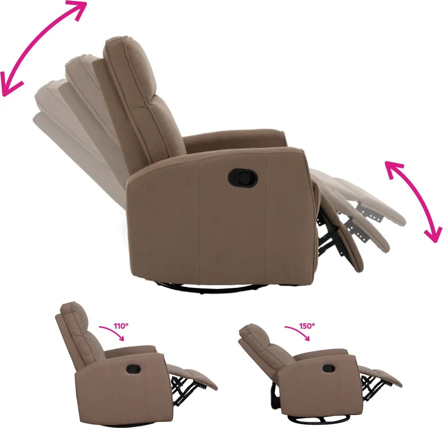 Fotoliu rotativ de relaxare, gri-maroniu taupe, MEKENZI