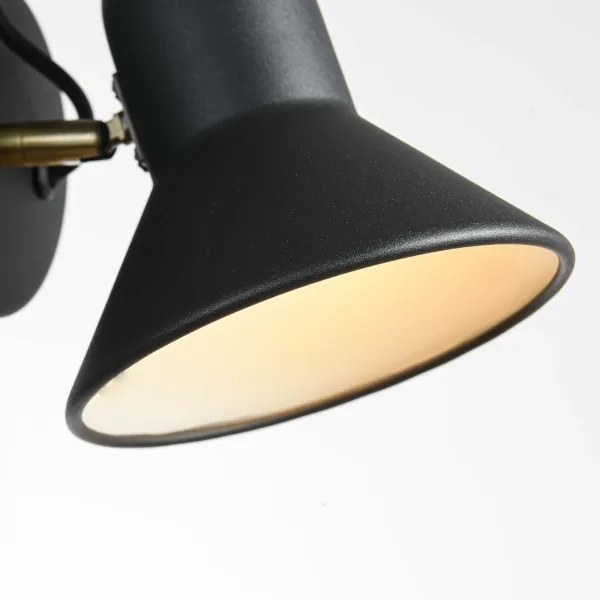 Aplica de perete cu spot ASTAMA 1xE27/40W/230V, negru/alamă