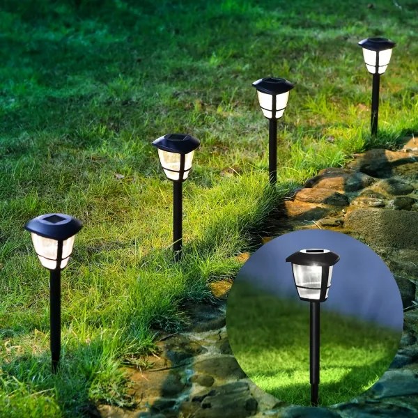 Aigostar - Set de 12 buc. lămpi solare LED, 0,06 W/2 V, 33,8 cm, 6500 K, IP44, negre