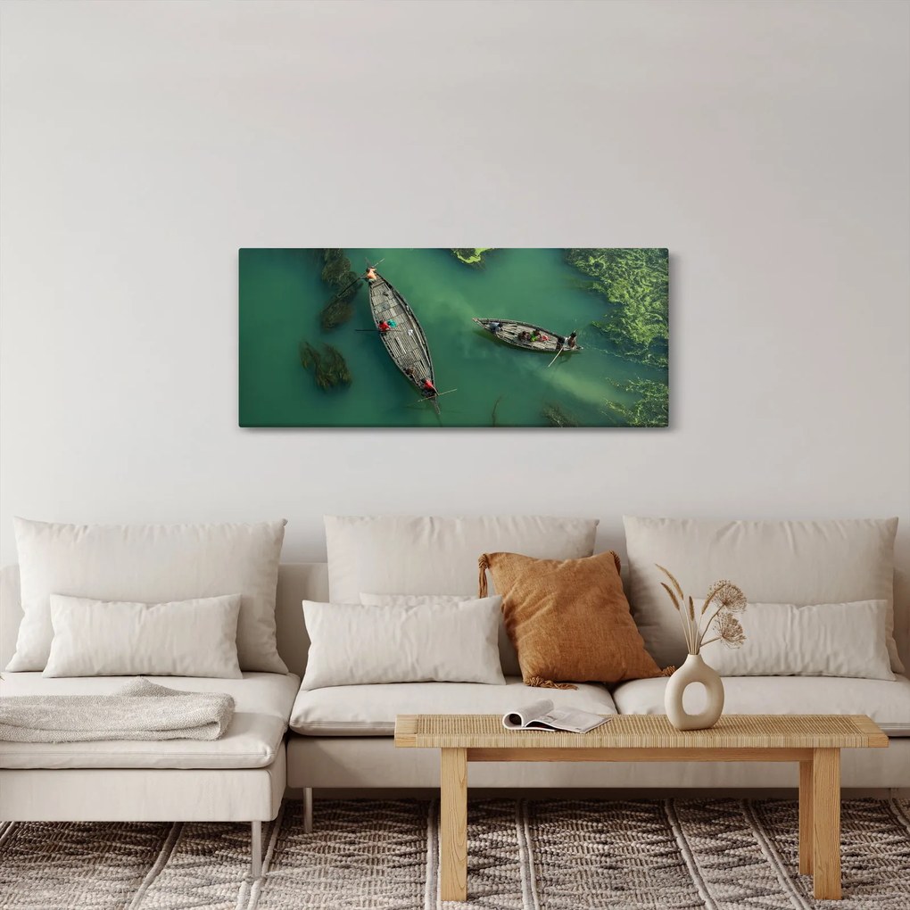 Tablou - Pescarii de pe râu (120x50 cm)