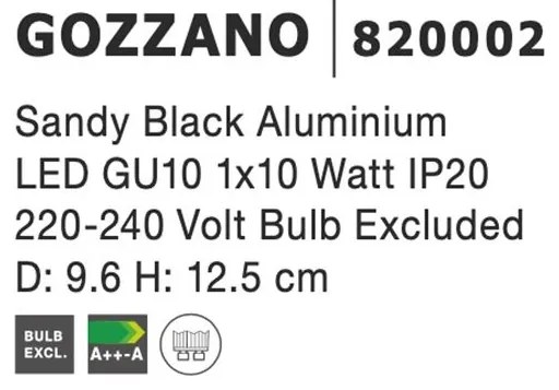 Spot aplicat directionabil GOZZANO negru NVL-820002