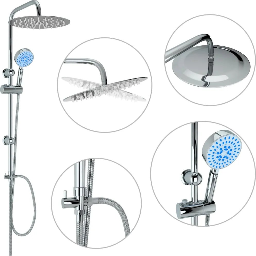 vidaXL Set de duș cu două capete, cu duș de mână, oțel inoxidabil