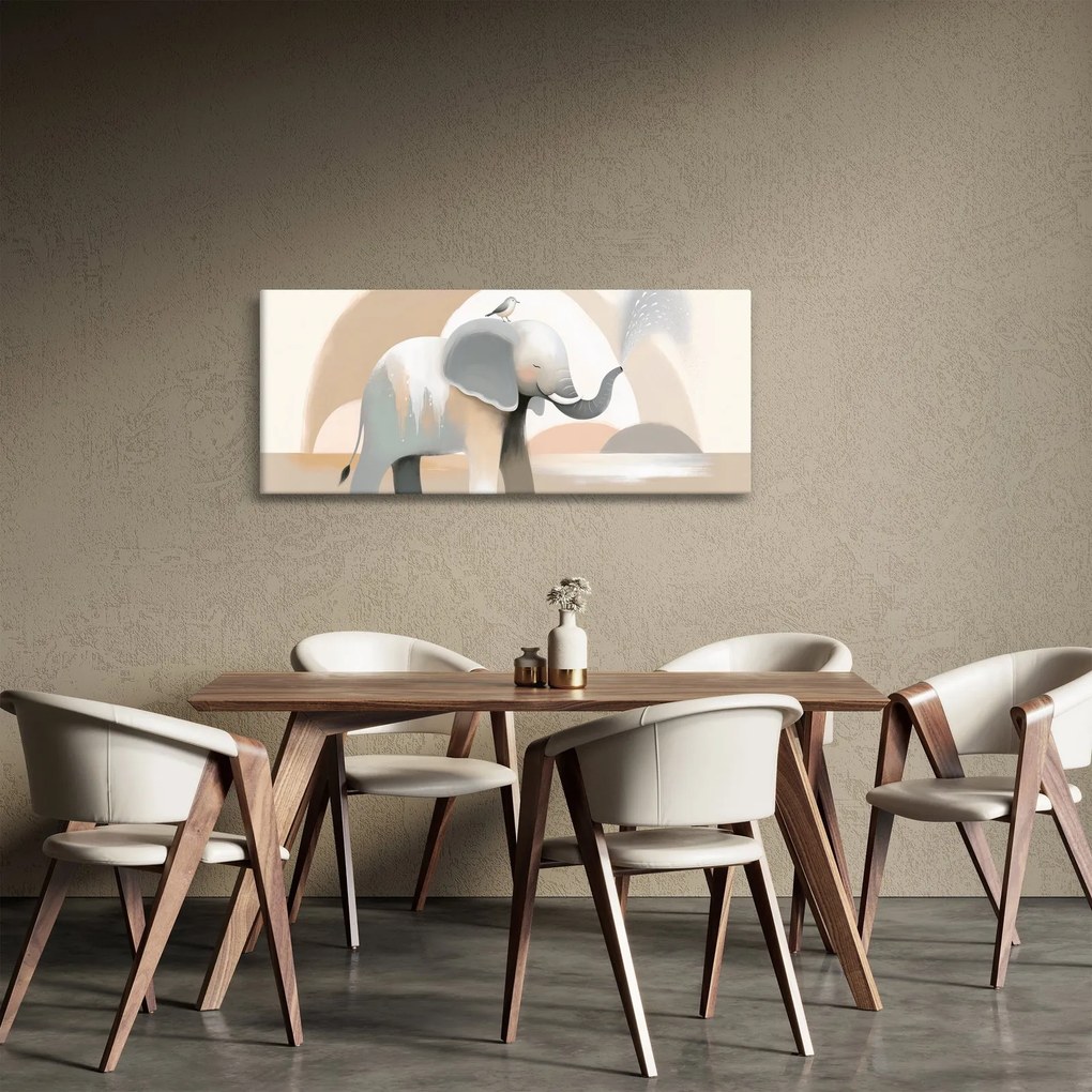 Tablou - Elefant în culori pastel (120x50 cm)