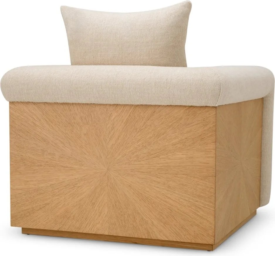 Fotoliu LUX furnir de stejar, tesatura Renato ecru, Amadeo