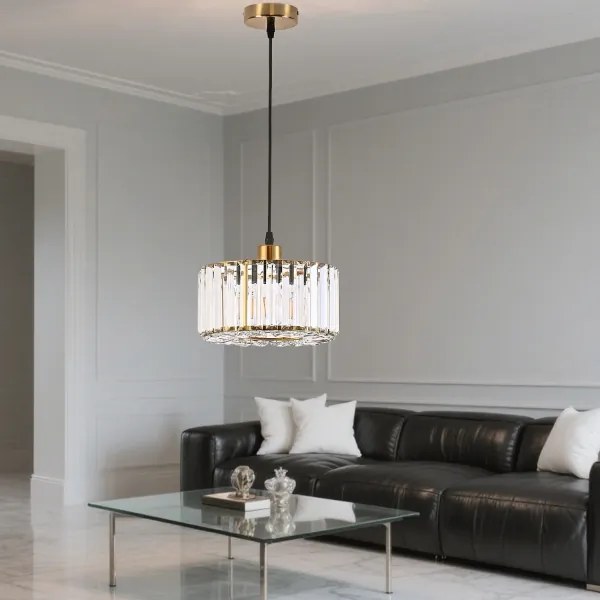Lustră suspendată pe cablu VETRO, 1xE27/60W/230V, aurie
