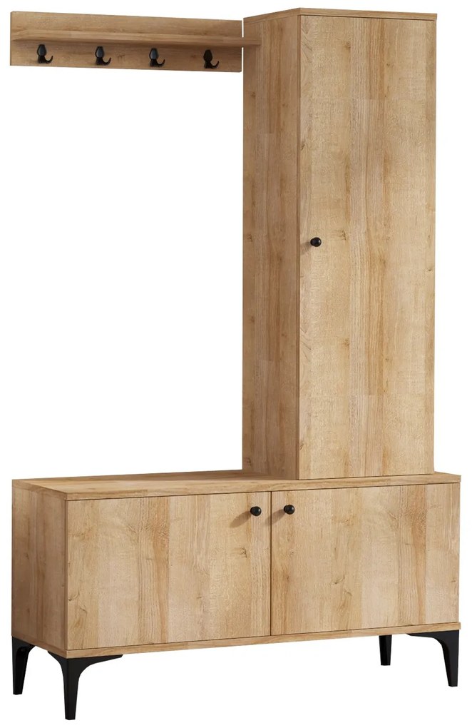 Set mobilier pentru hol Libra (Stejar + Negru). 1072325