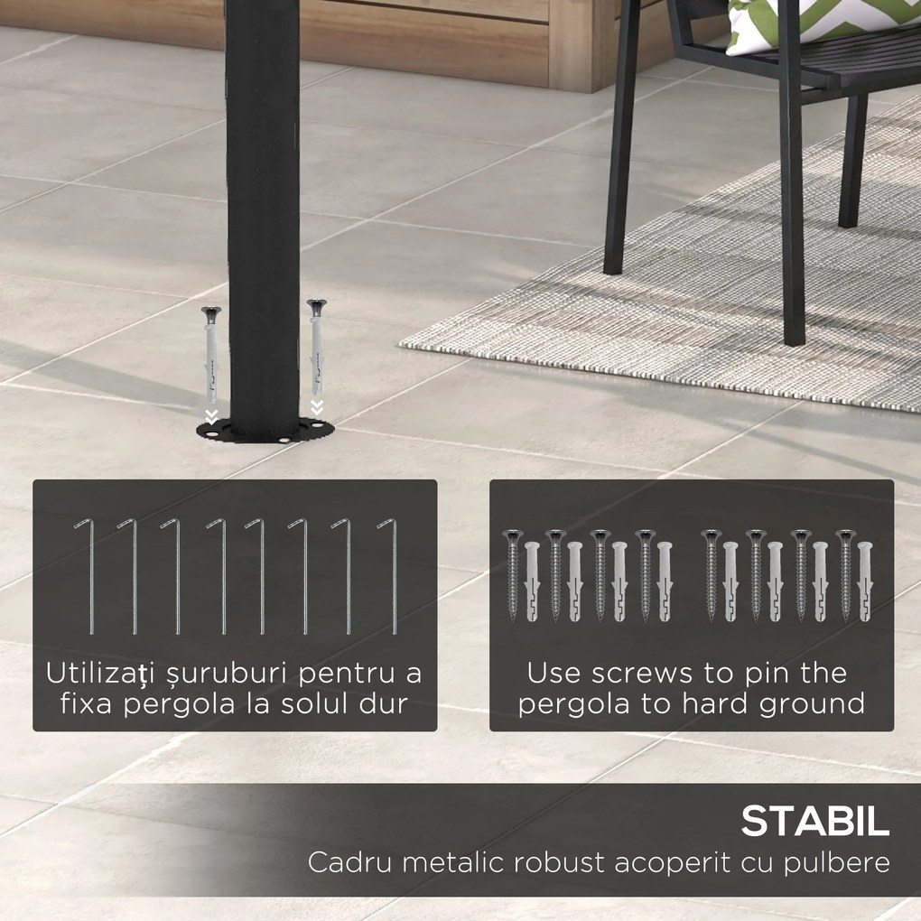 Outsunny Pergola Exterior 3x4m Cadru Metalic Protecție Solară pentru Grătar Terasă Verandă Gri | Aosom Romania