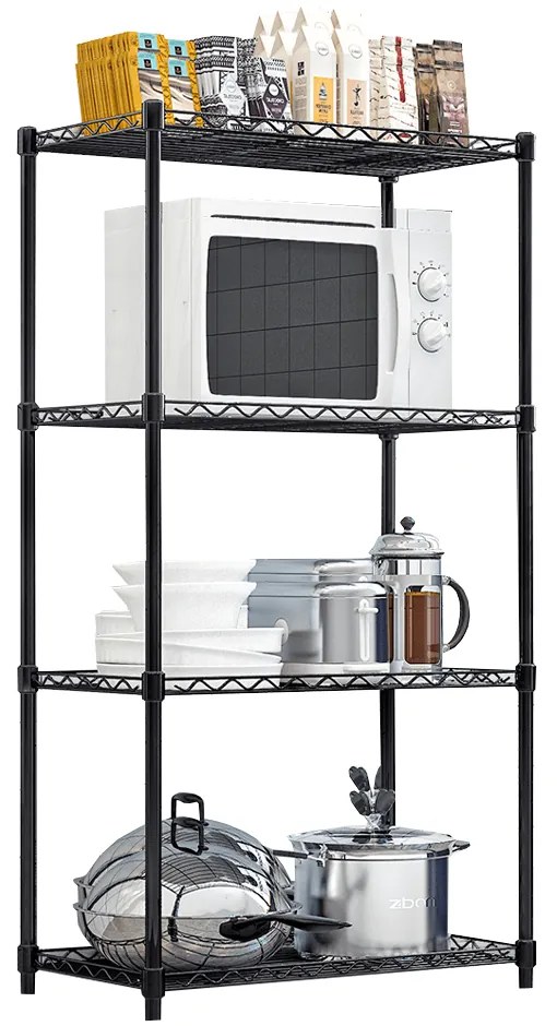 Etajera 4 rafturi, negru, SUER TYP 1