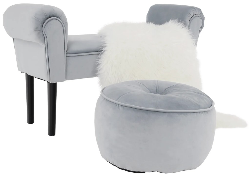 Bancă, catifea Velvet, gri deschis/negru, BURDA