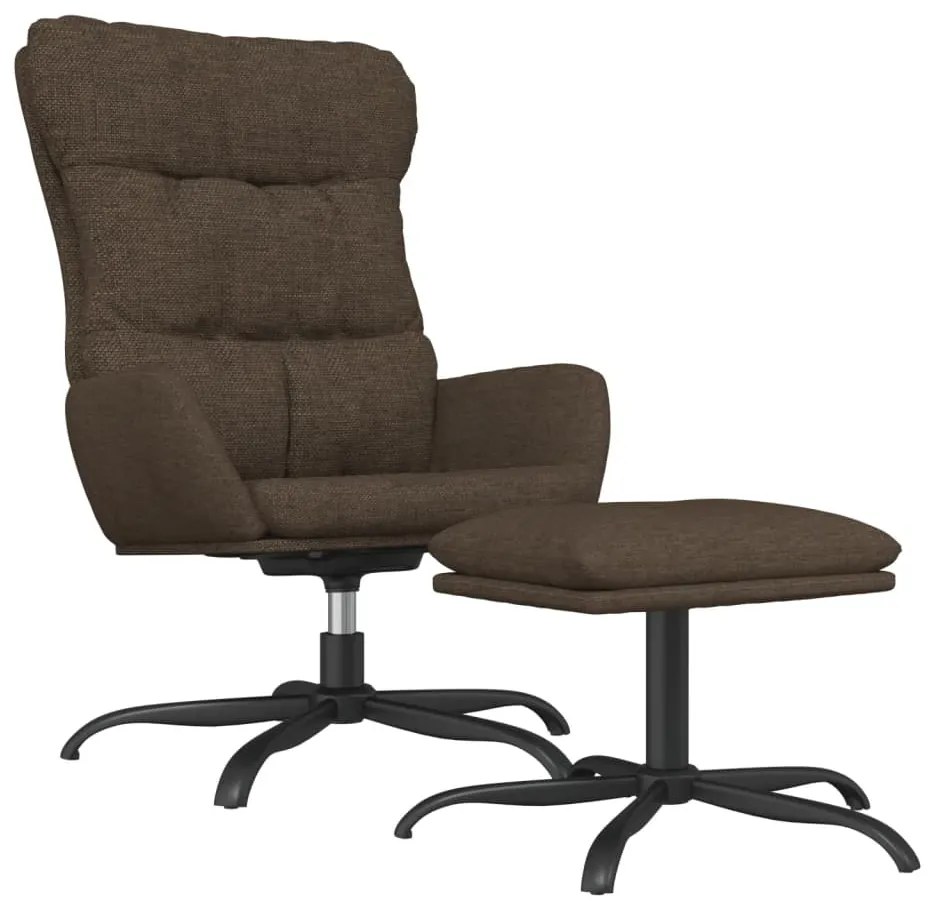 3097586 vidaXL Scaun de relaxare cu taburet, maro, textil