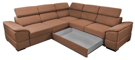 Colțar extensibil reversibil GRANADA, cu spațiu de depozitare, maro