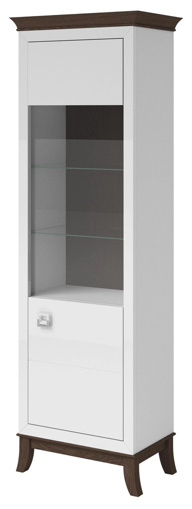 Vitrină Tyrion Typ 05 (alb lucios + ciocolățiu) (cu iluminat). 1108286
