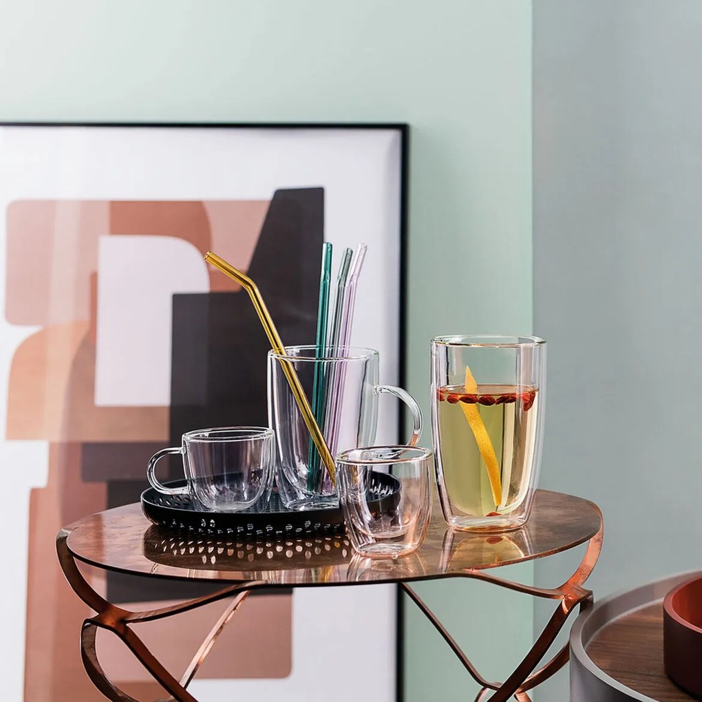 Set 2 cesti cafea, din sticla cu pereti dubli, Artesano Simple M Transparent, 220 ml, Villeroy & Boch