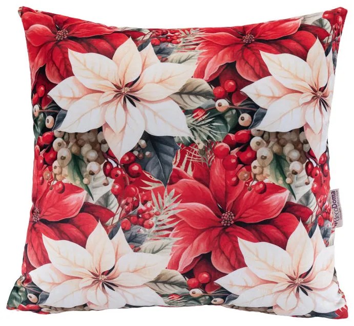 Set de 3 fețe pernuțe RED POINSETTIA 45 x 45 cm