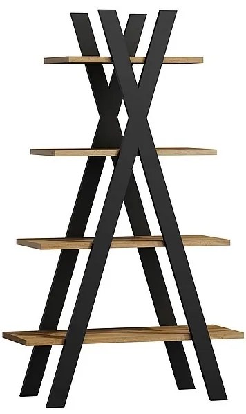 Bibliotecă Tipi, stejar wotan / negru