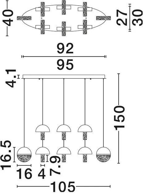 Lustra decorativa cu 8 pendule LED 3000K DORIN