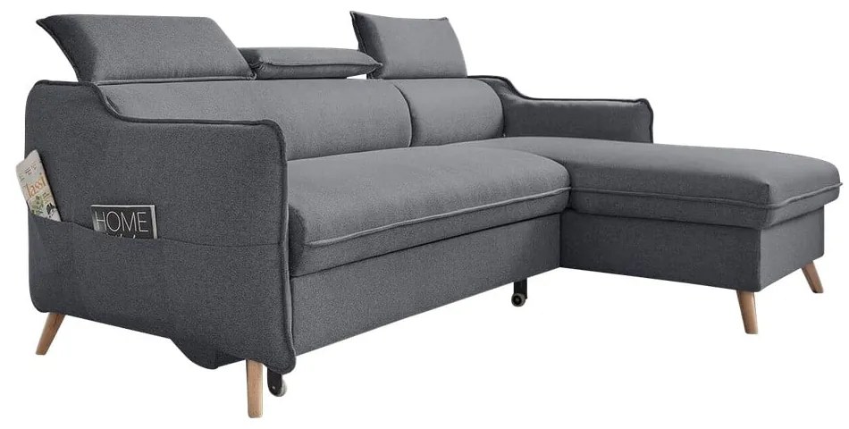 Colțar gri închis extensibil (cu colț pe partea dreaptă) Sweet Harmony – Miuform