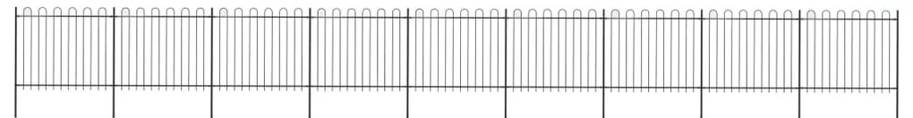 vidaXL Gard de grădină cu vârf circular din oțel 1603,5x150 cm, negru