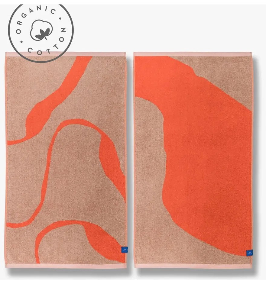 Prosoape portocalii/maro deschis 2 buc. din bumbac organic 50x90 cm Nova Arte – Mette Ditmer Denmark