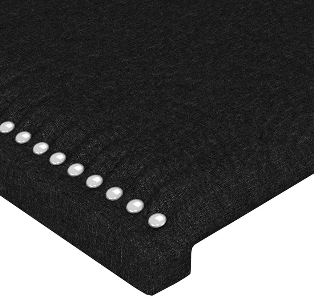 Cadru de pat cu tablie, negru, 200x200 cm, textil Negru, 200 x 200 cm, Culoare unica si cuie de tapiterie