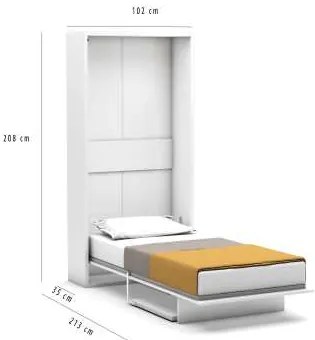 Pat rabatabil cu somiera si birou - Diva Happy Table (HAPPY TABLE) 90X190 - Alb Mat