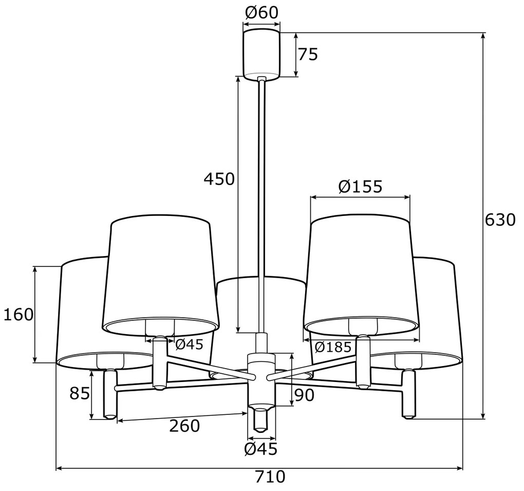 Candelabru modern design elegant PONTE 5L albastru