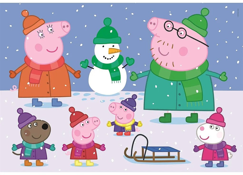 Purcelușa Peppa Snow Puzzle maxi Clementoni cu 104 piese