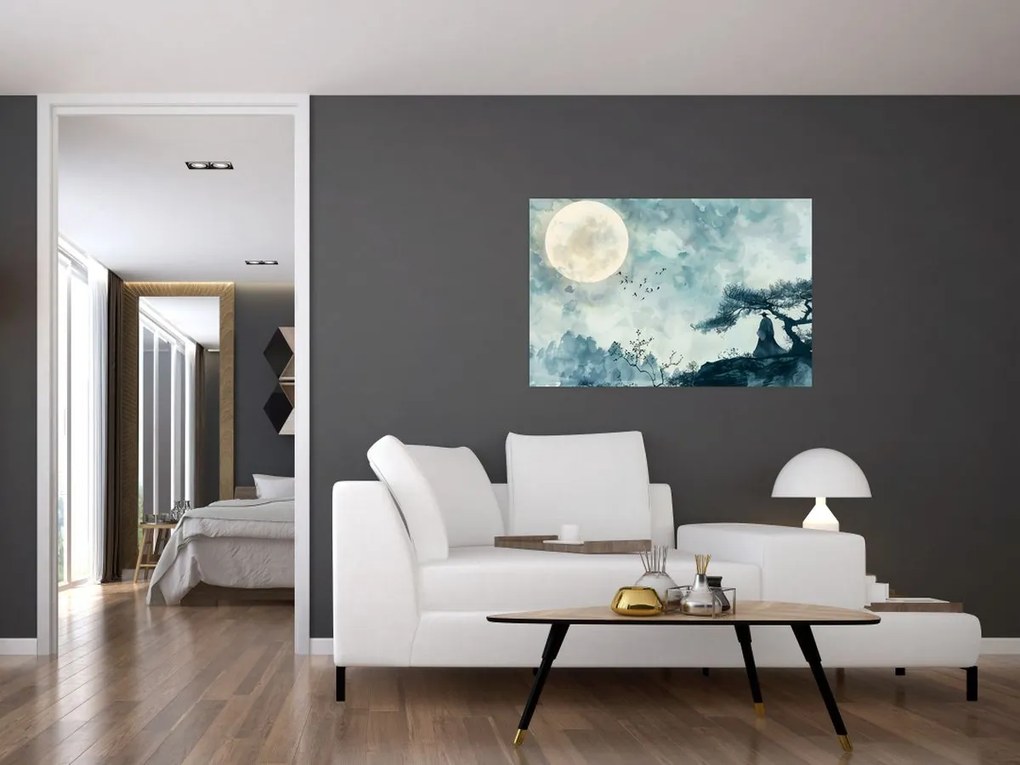 Tablou - Pictură cu lună plină (90x60 cm)