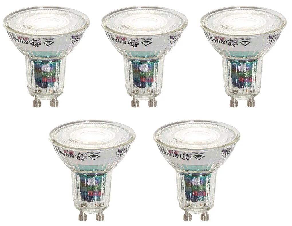 Set de 5 becuri LED inteligente GU10 50mm clare 4.8W 400 lm 1800-6500K