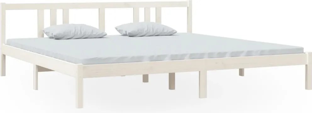 vidaXL Cadru de pat, alb, 200x200 cm, lemn masiv de pin