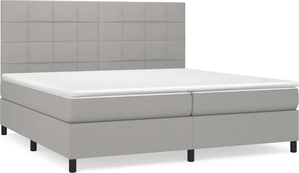 vidaXL Pat box spring cu saltea, gri deschis, 200x200 cm, textil