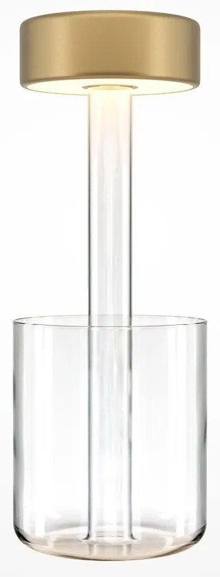 Lampa portabila cu baterii cu baza in forma de vaza AI design auriu/ transparent