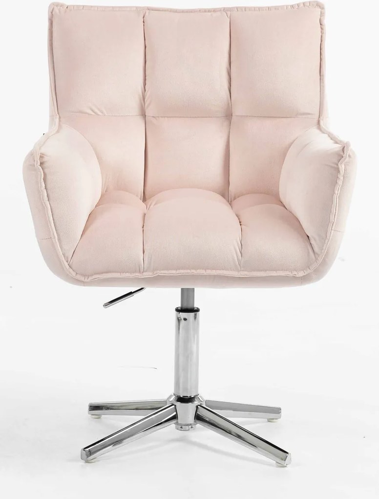 HR560CROSS Scaun Catifea Roz Pudra cu Bază Cromata