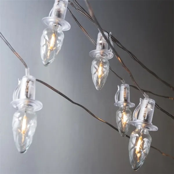 Extensie șir luminos LED pentru exterior CONE FILAMENT, 20 x E10, 14 m, becuri transparente / alb cald, IP44