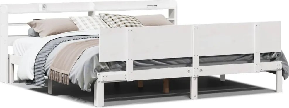 vidaXL Cadru de pat cu tăblie fără saltea, alb, 180x200 cm