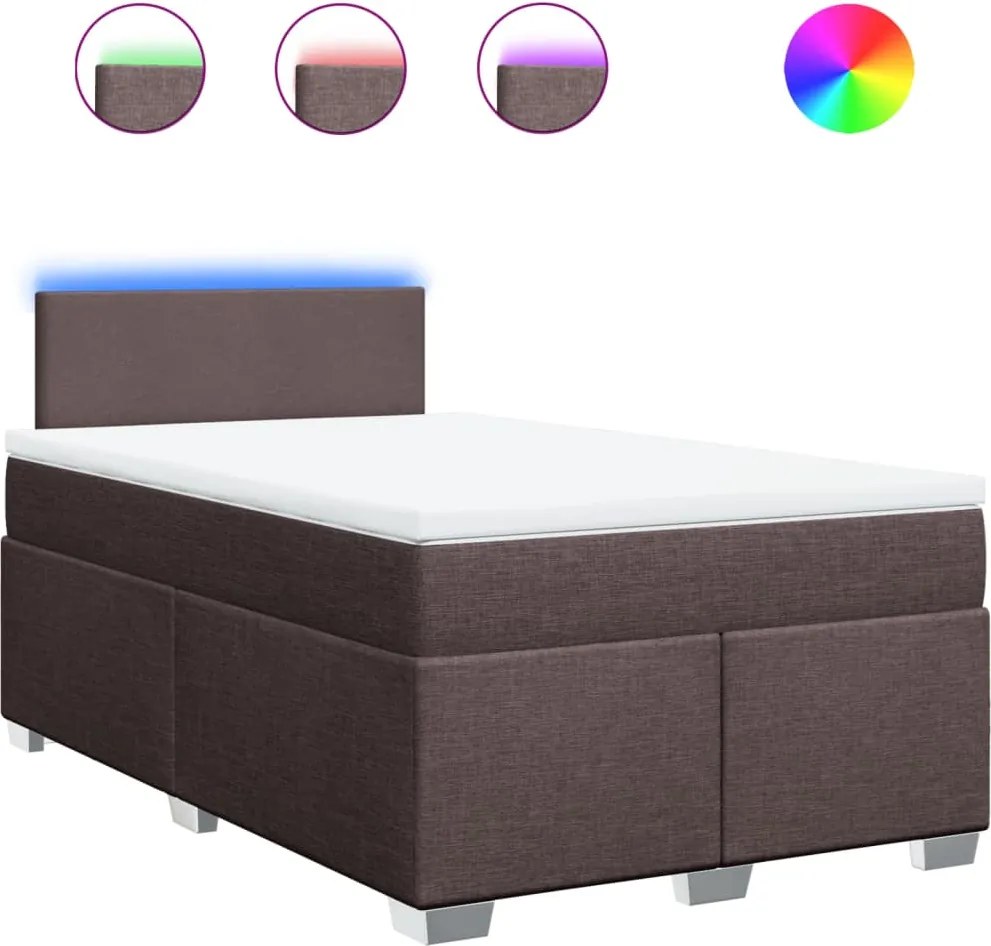 vidaXL Pat box spring cu saltea, maro închis, 120x190 cm, textil