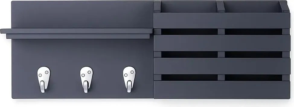 Cuier cu 3 agatatori, Antracit Homs, gri antracit, 60 x 15 x 10 cm, MDF