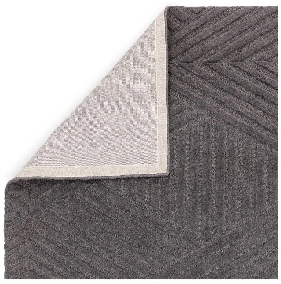 Covor gri antracit din lână 160x230 cm Hague – Asiatic Carpets