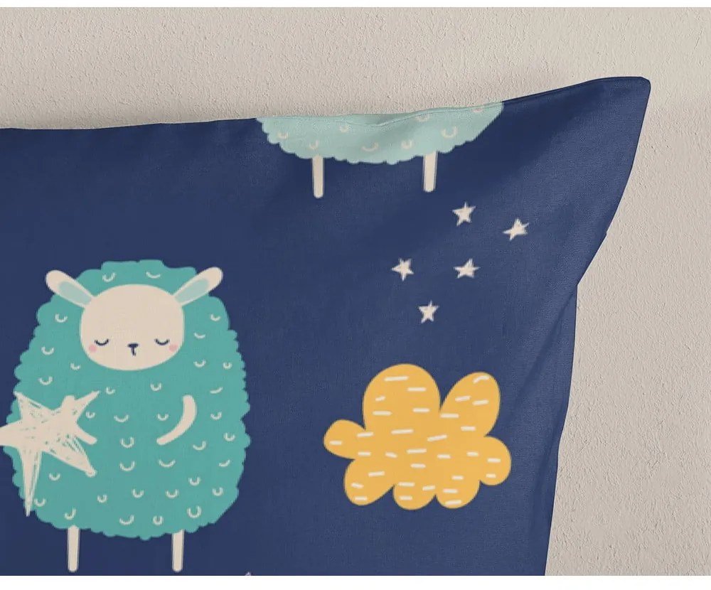 Lenjerie de pat pentru copii albastră din bumbac pentru pat de o persoană, extinsă 140x220 cm Sheep – Good Morning